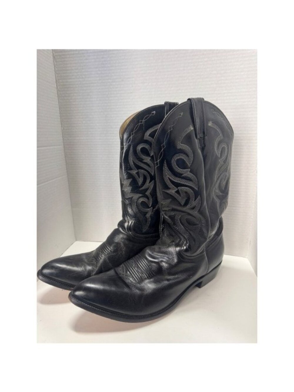 Dan Post Mens Black Leather Western Cowboy Boots Style 2110 Size 13 EW
